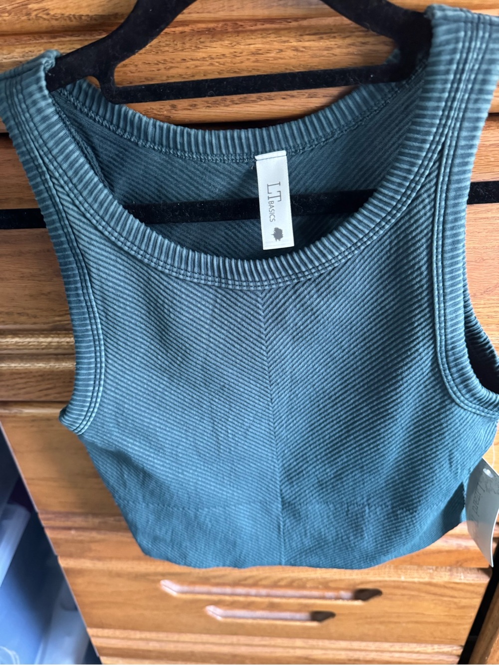 BYLT Basics Ribbed Tank Top in Teal Green